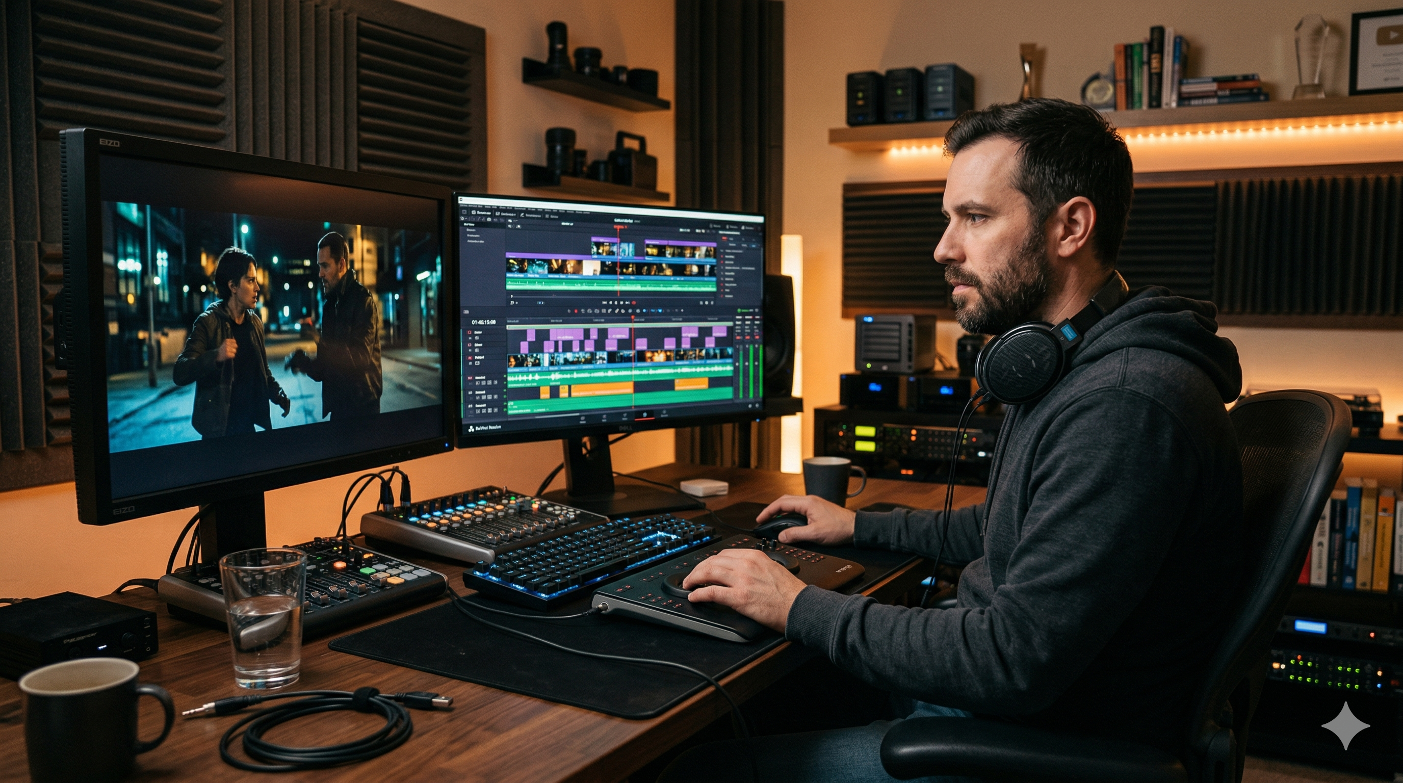 動画編集作業中のモニター画面