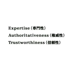 Expertise（専門性） Authoritativeness（権威性） Trustworthiness（信頼性）