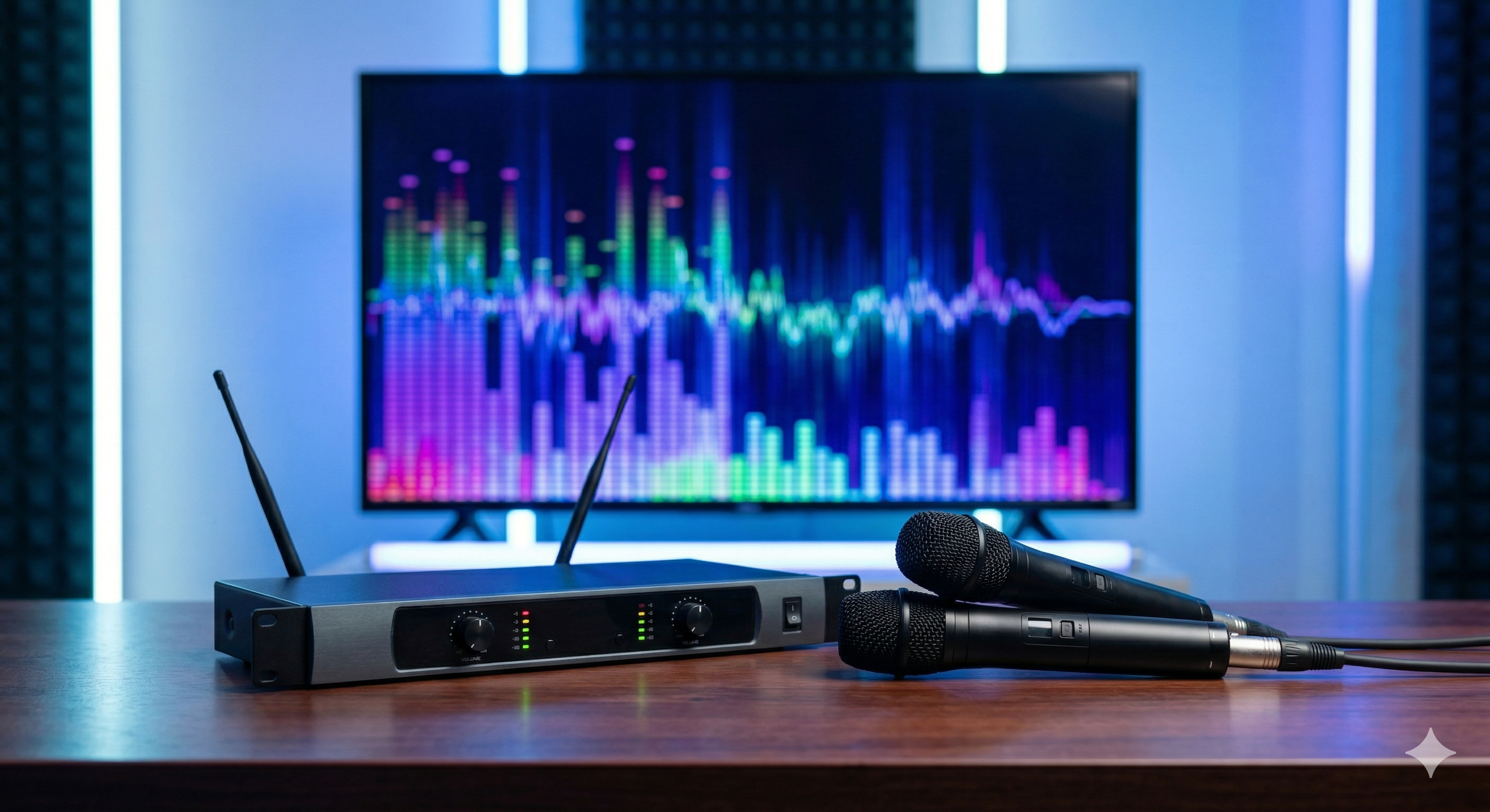 ワイヤレスマイクと周波数帯域のイメージ