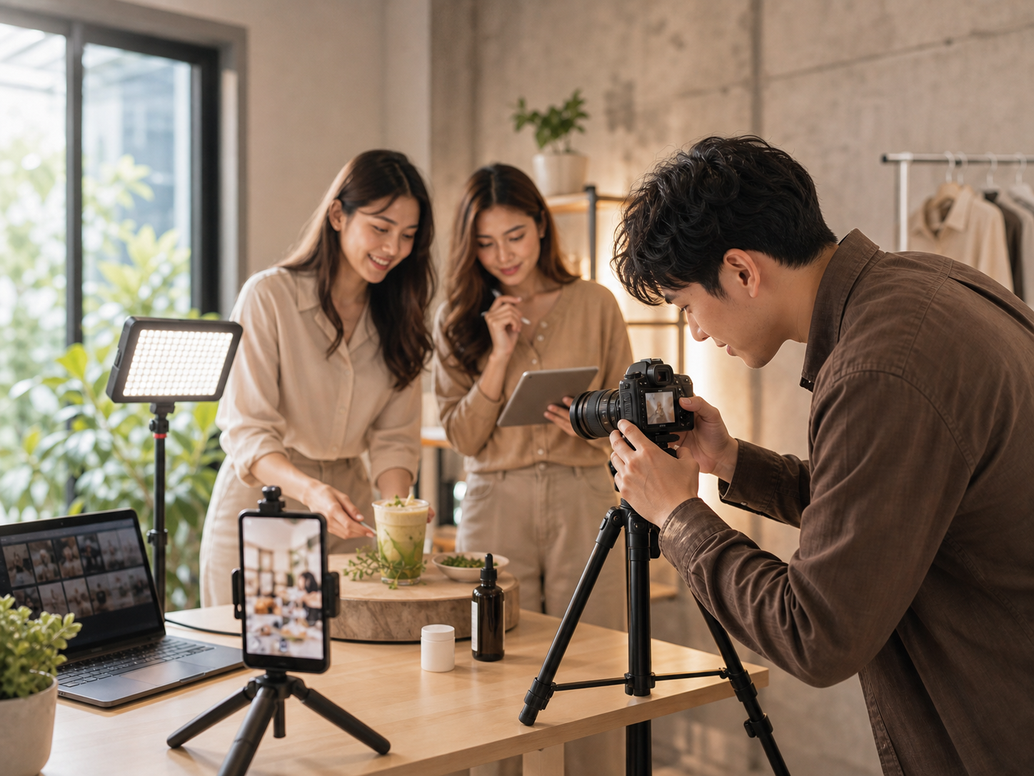 SNS投稿用の写真とショート動画素材を制作するイメージ