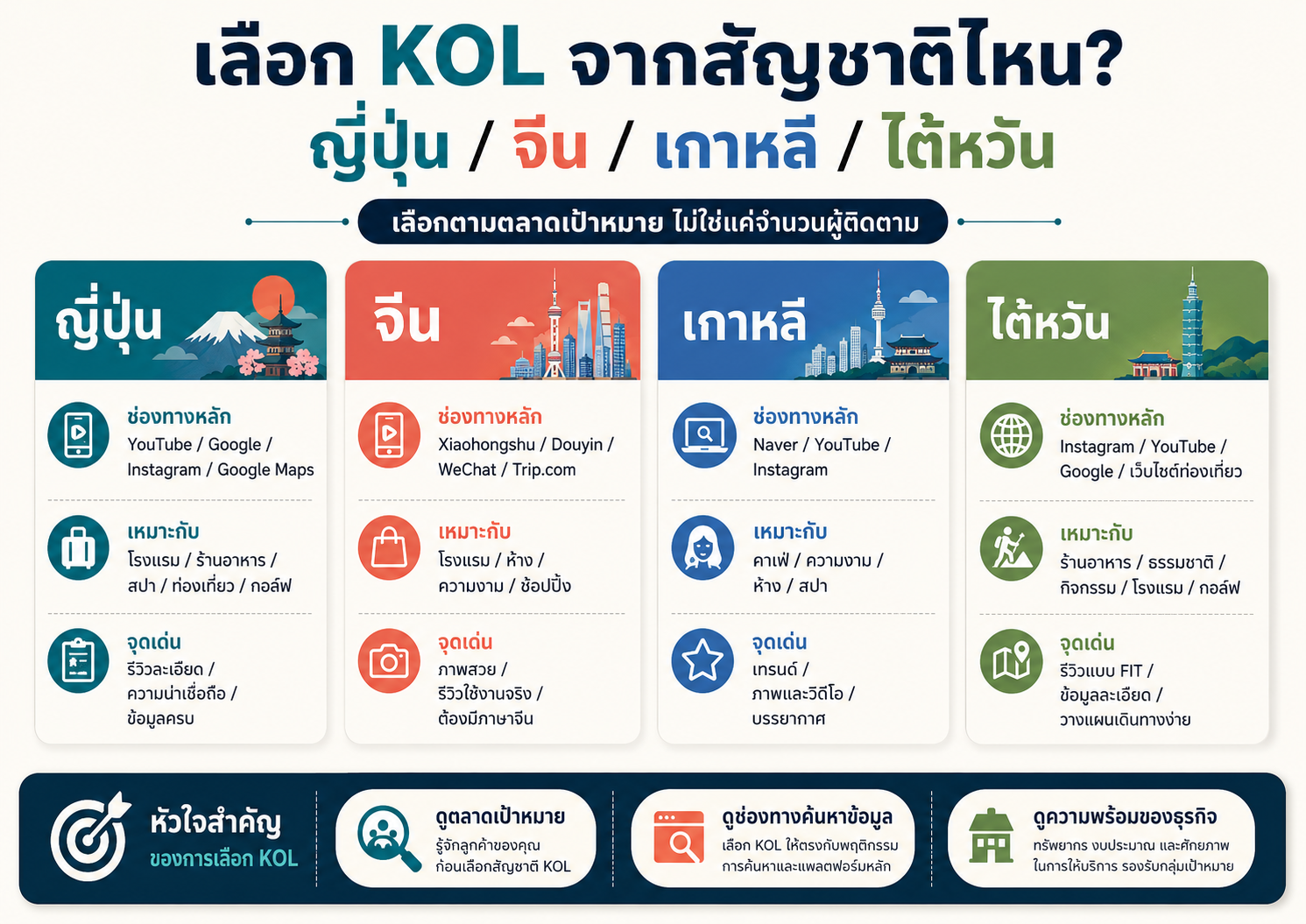เปรียบเทียบ KOL ญี่ปุ่น จีน เกาหลี และไต้หวันสำหรับธุรกิจท่องเที่ยวในไทย